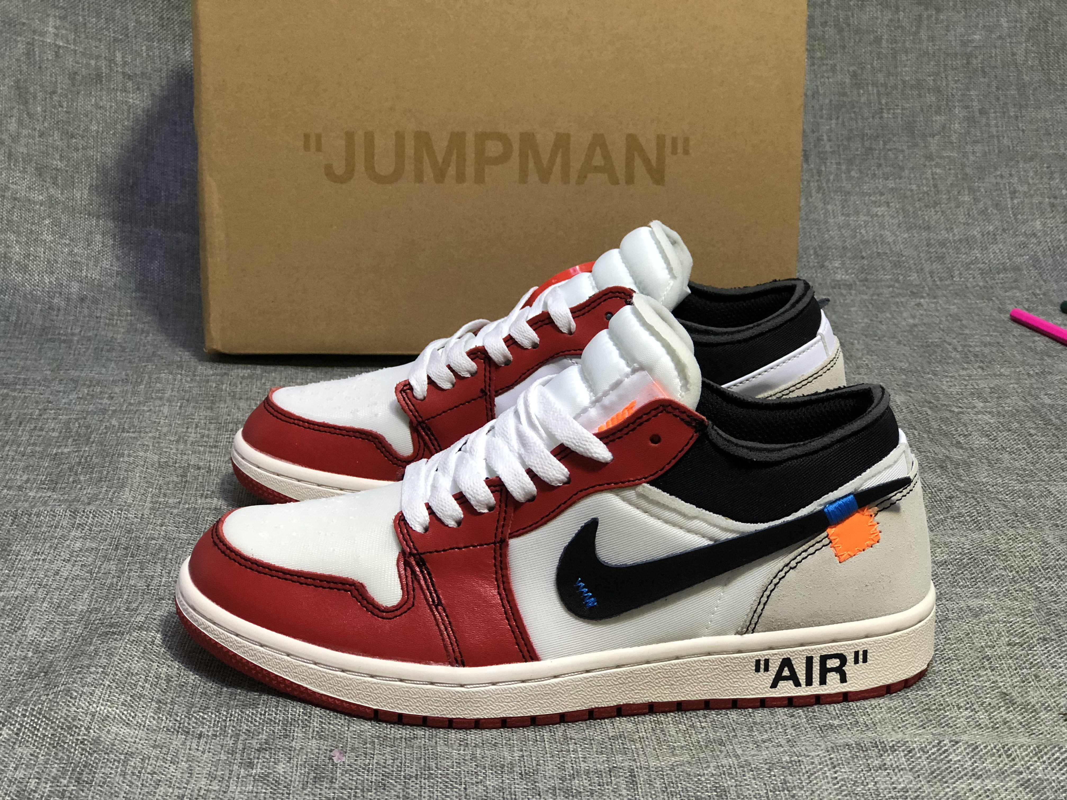 Air Jordan 1 Low x Off-white White Red Black Shoes